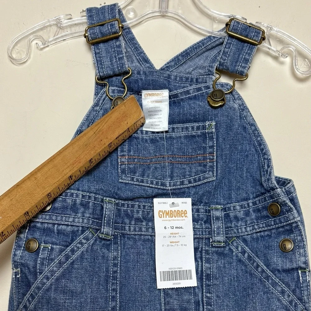 Vintage Gymboree 6-12 Months Denim Jean Plane Overalls 2005 Y2K New NWT